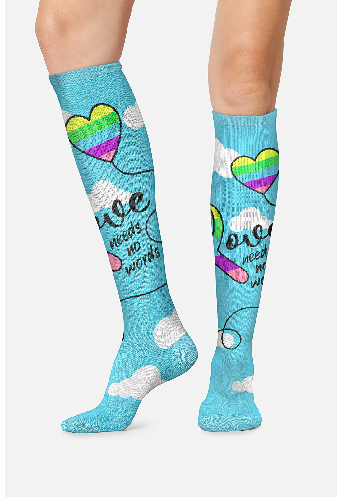 Legwear PRINTSUPPOR Women's 10-15mmHg Compression Socks Love Is In The Air