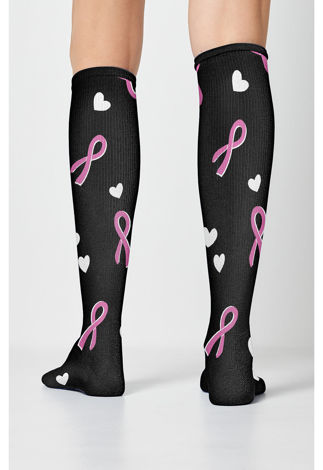 Legwear PRINTSUPPOR Women's 10-15mmHg Compression Socks Ribbons N Hearts