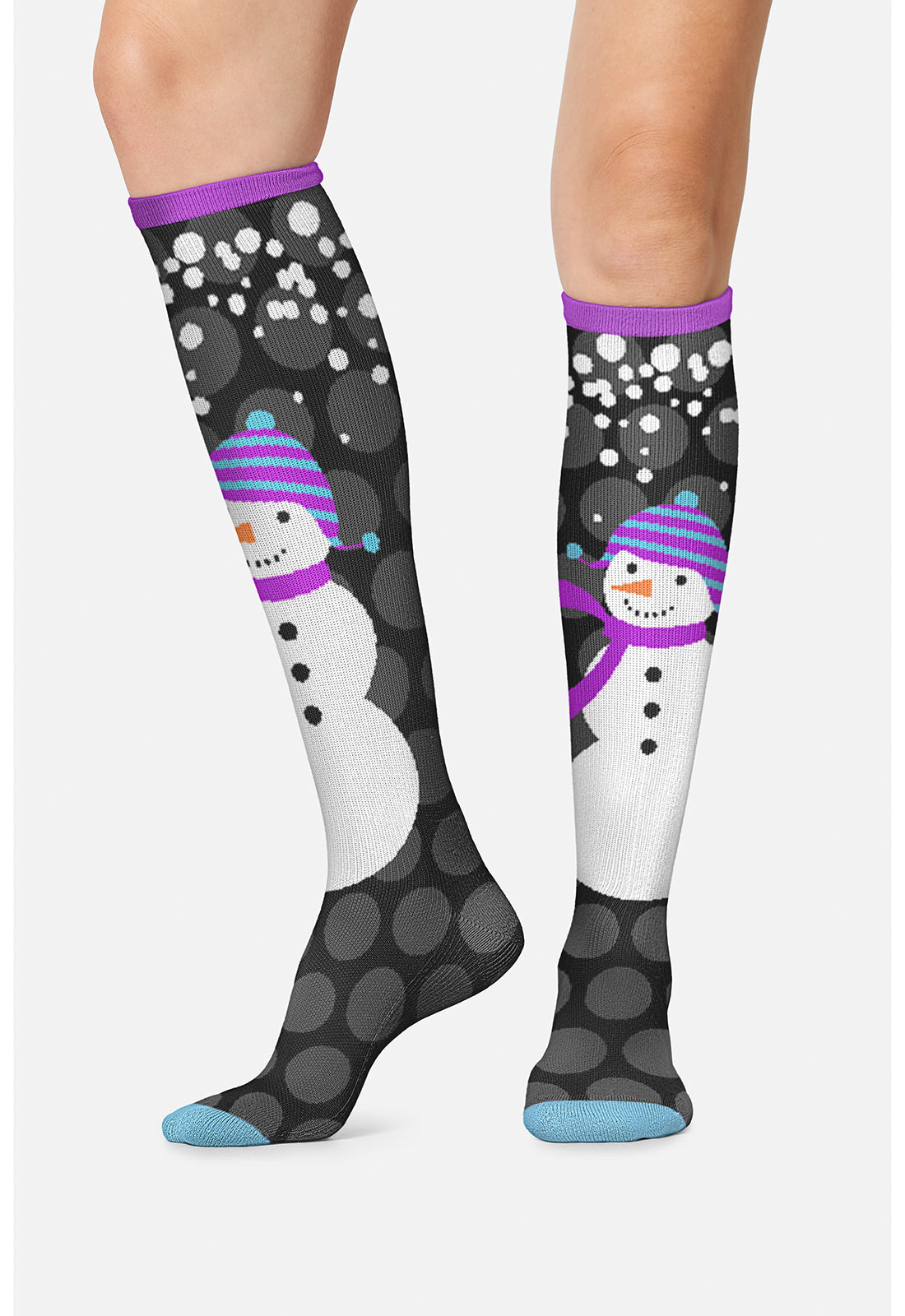 Legwear PRINTSUPPOR Women's 10-15mmHg Compression Socks Snowman Love