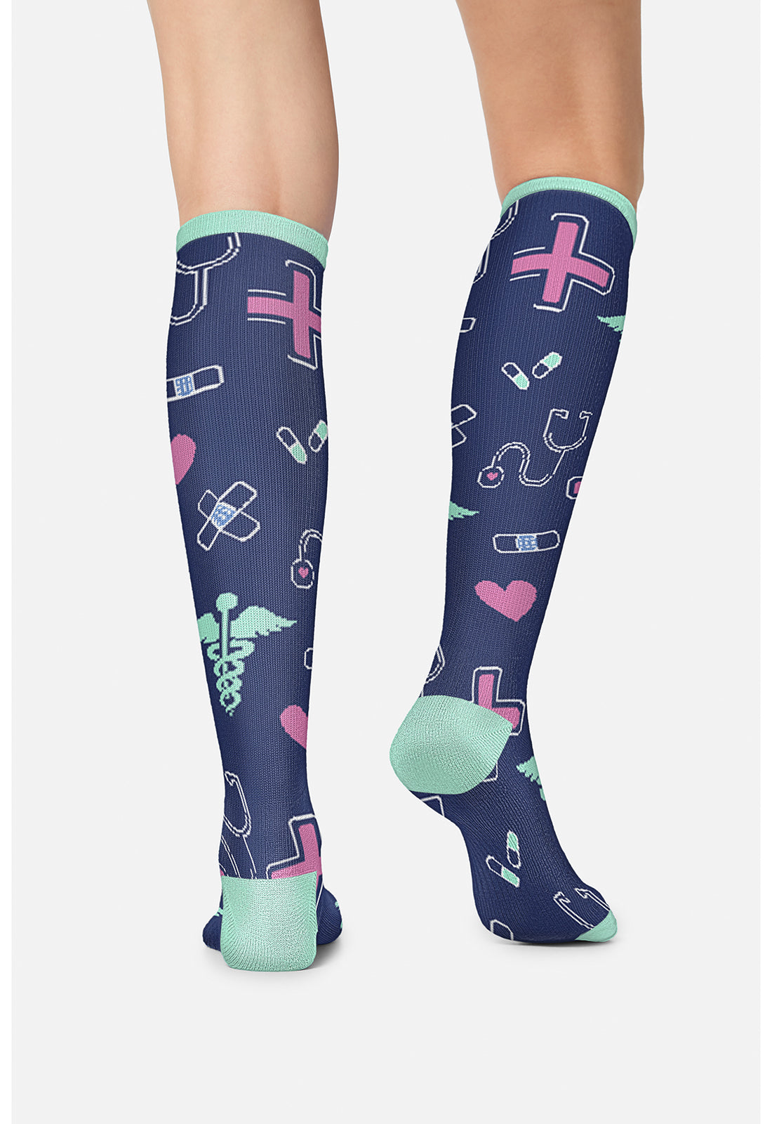Legwear PRINTSUPPOR Women's 10-15Mmhg Compression Socks Symbols Of Care