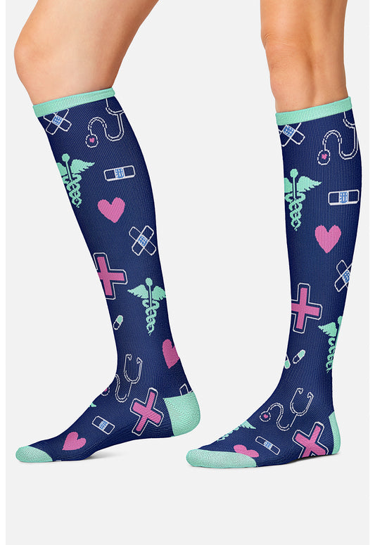 Legwear PRINTSUPPOR Women's 10-15Mmhg Compression Socks Symbols Of Care