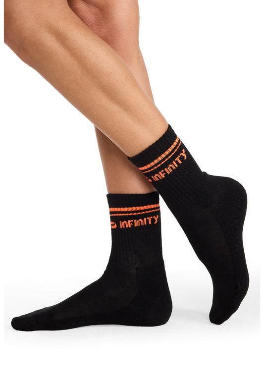 Infinity Legwear RALLY Unisex Athletic Crew Socks Black/Vivid Orange