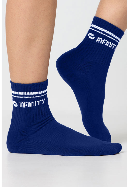 Infinity Legwear RALLY Unisex Athletic Crew Socks Navy/White
