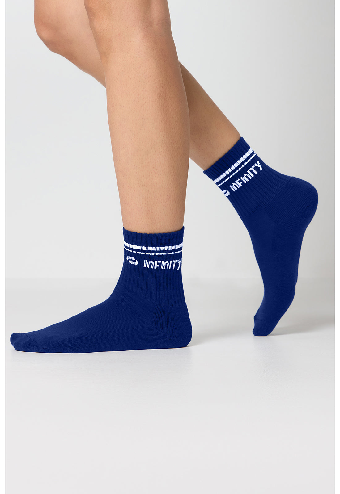 Infinity Legwear RALLY Unisex Athletic Crew Socks Navy/White