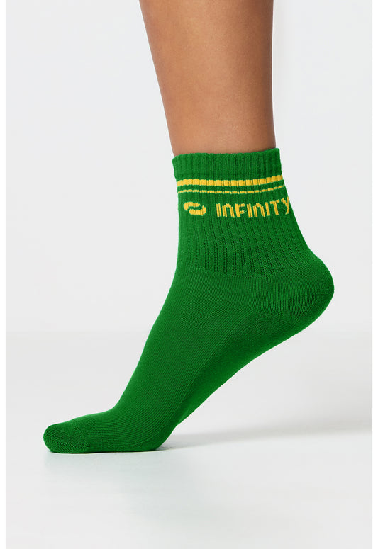 Infinity Legwear RALLY Unisex Athletic Crew Socks Retro Green/Butterscotch