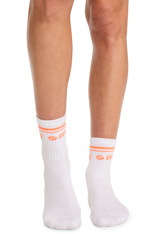 Infinity Legwear RALLY Unisex Athletic Crew Socks White/Vivid Orange