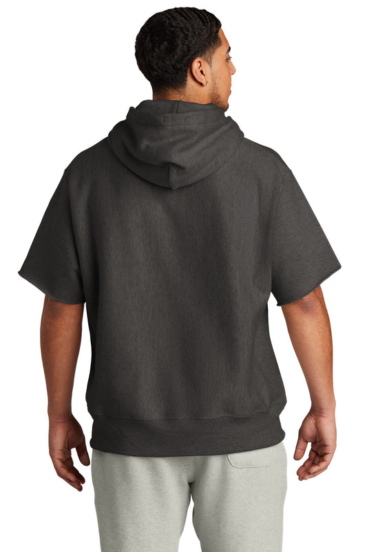 Champion Reverse Weave Short Sleeve Hooded Sweatshirt S101SS Charcoal Heather
