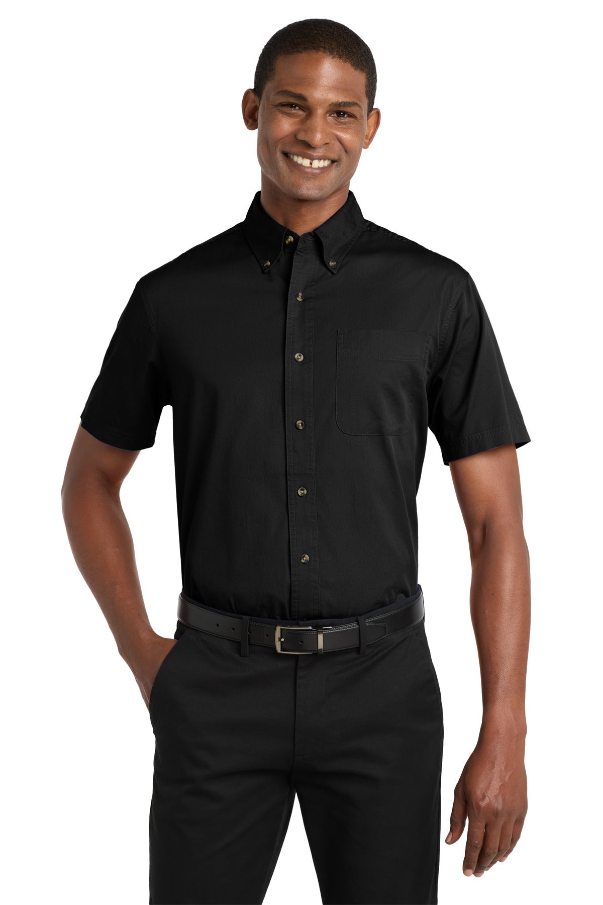 Port Authority Short Sleeve Twill Shirt S500T Black