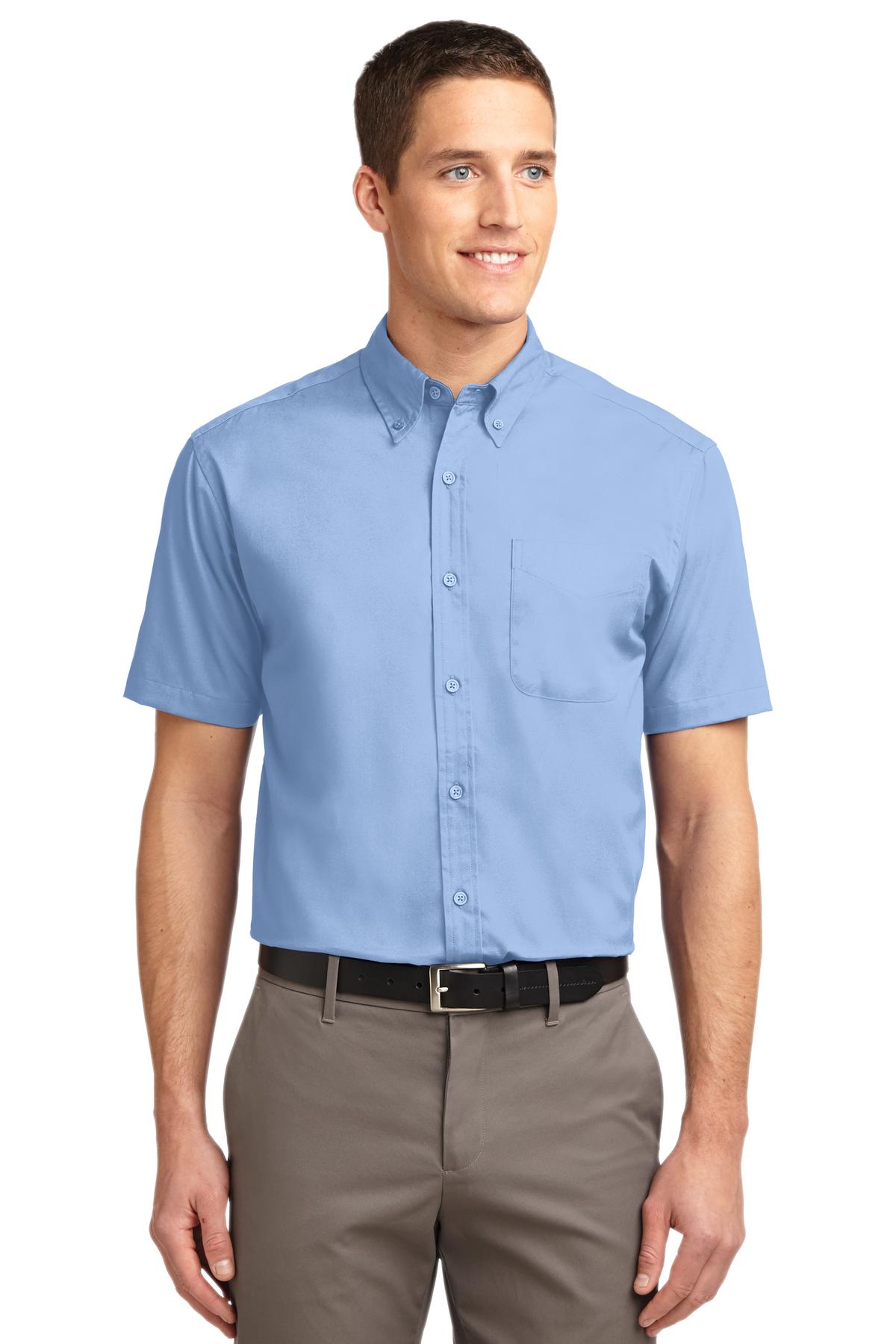 Port Authority Short Sleeve Easy Care Shirt S508 Light Blue/ Light Stone