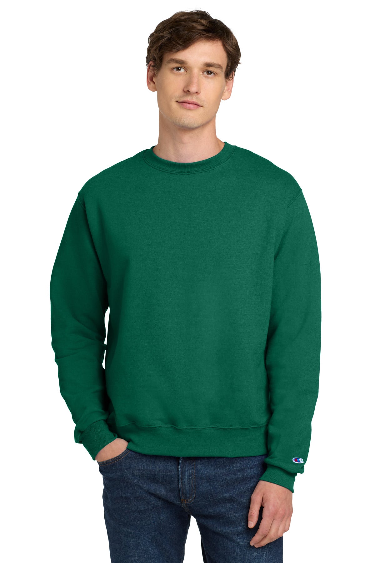Champion Powerblend Crewneck Sweatshirt. S6000 Emerald Green