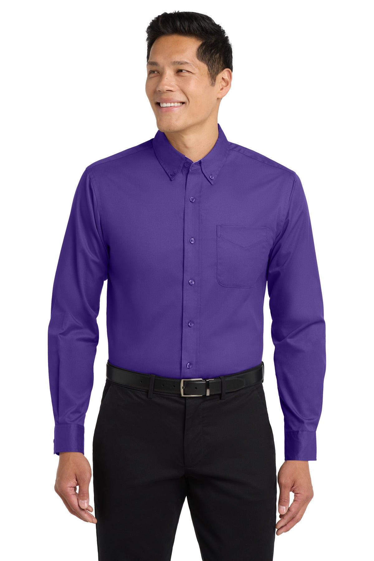 Port Authority Extended Size Long Sleeve Easy Care Shirt S608ES Purple/ Light Stone