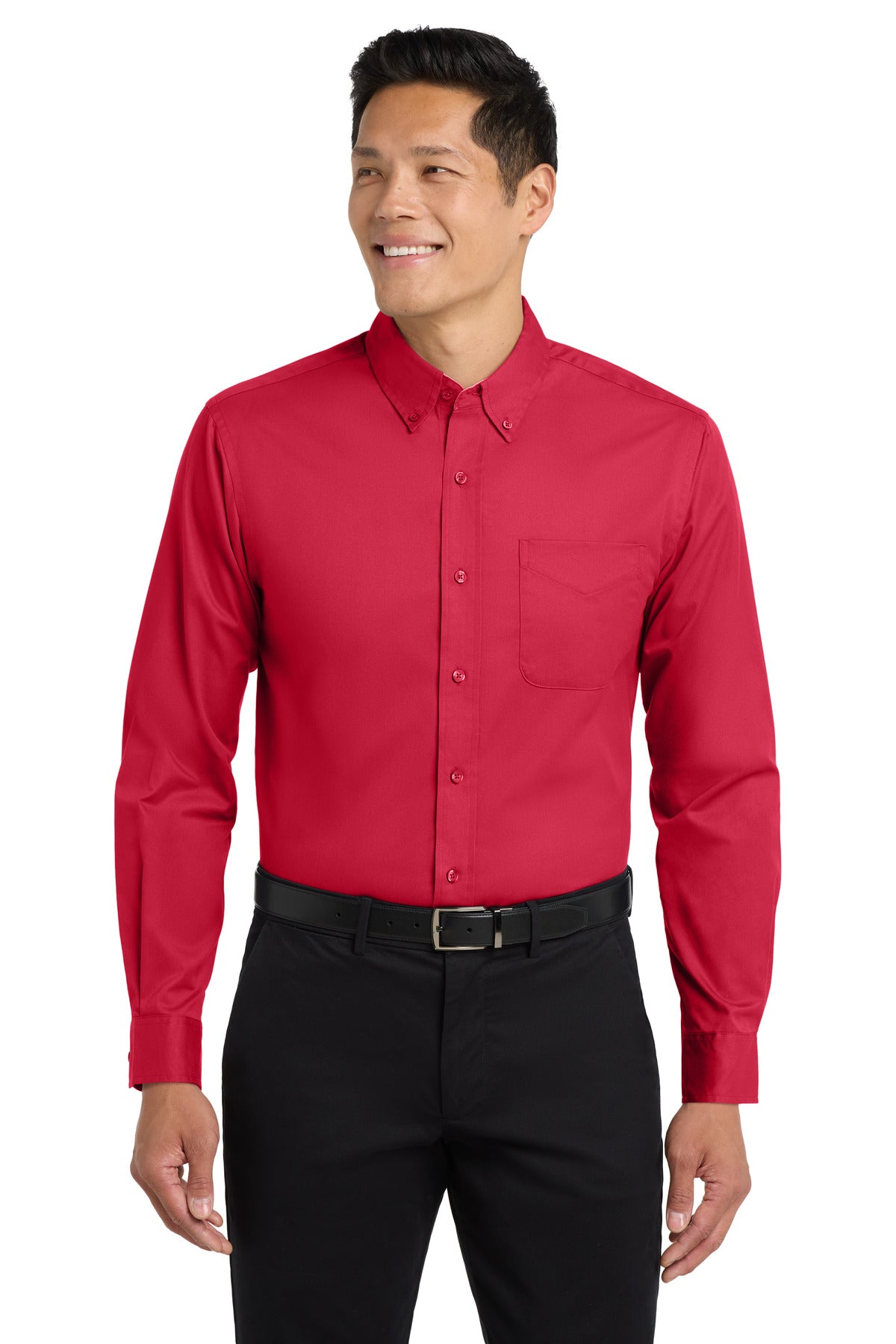 Port Authority Extended Size Long Sleeve Easy Care Shirt S608ES Red/ Light Stone