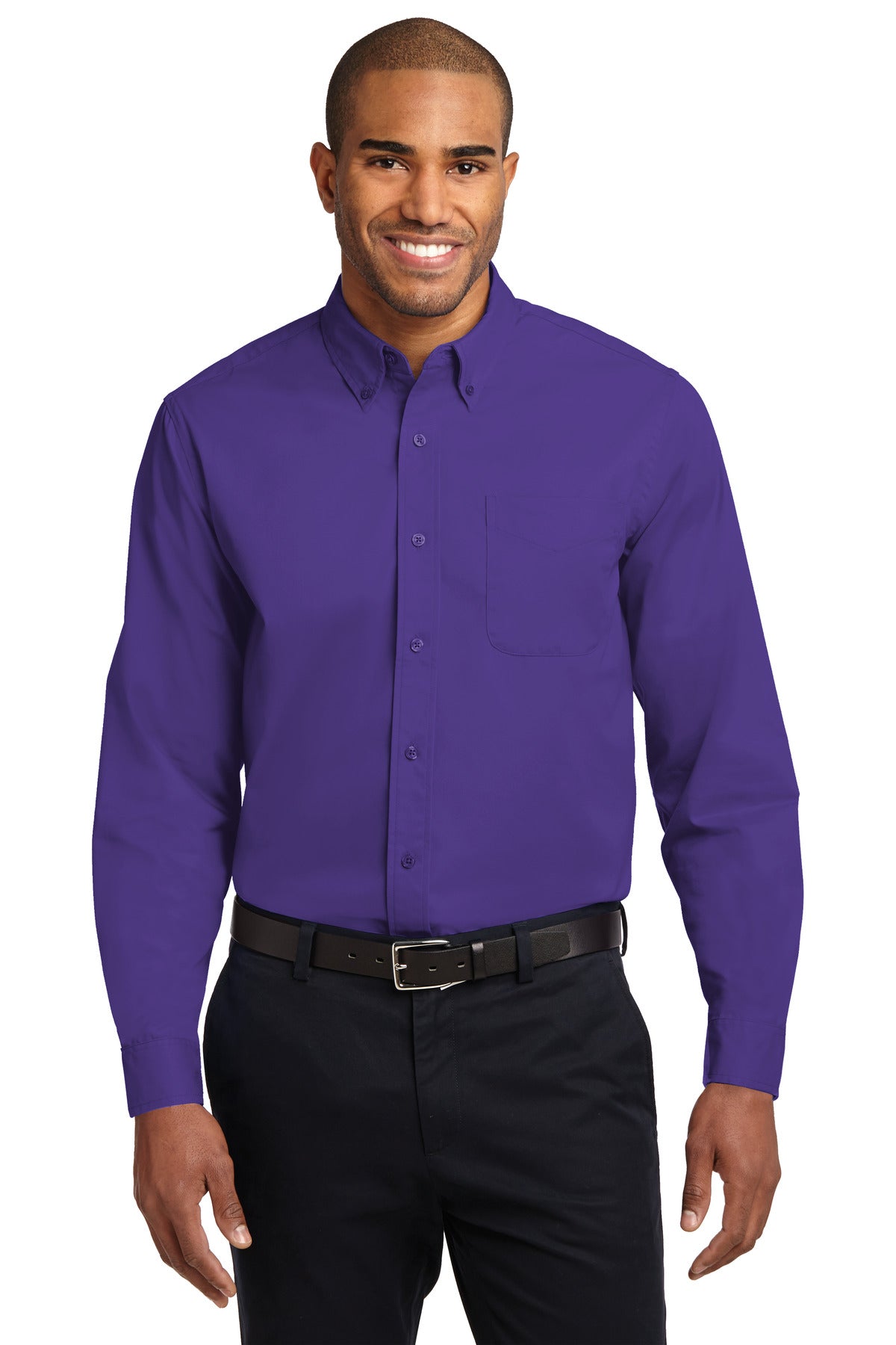 Port Authority Long Sleeve Easy Care Shirt S608 Purple/ Light Stone