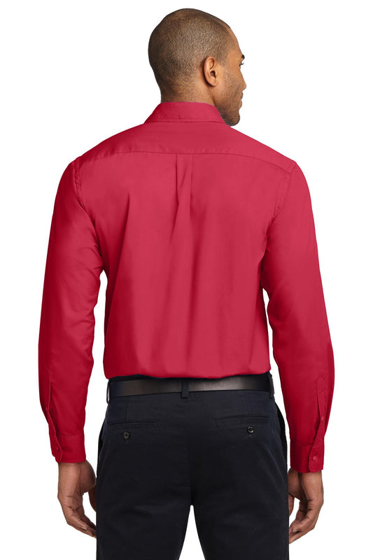 Port Authority Long Sleeve Easy Care Shirt S608 Red/ Light Stone