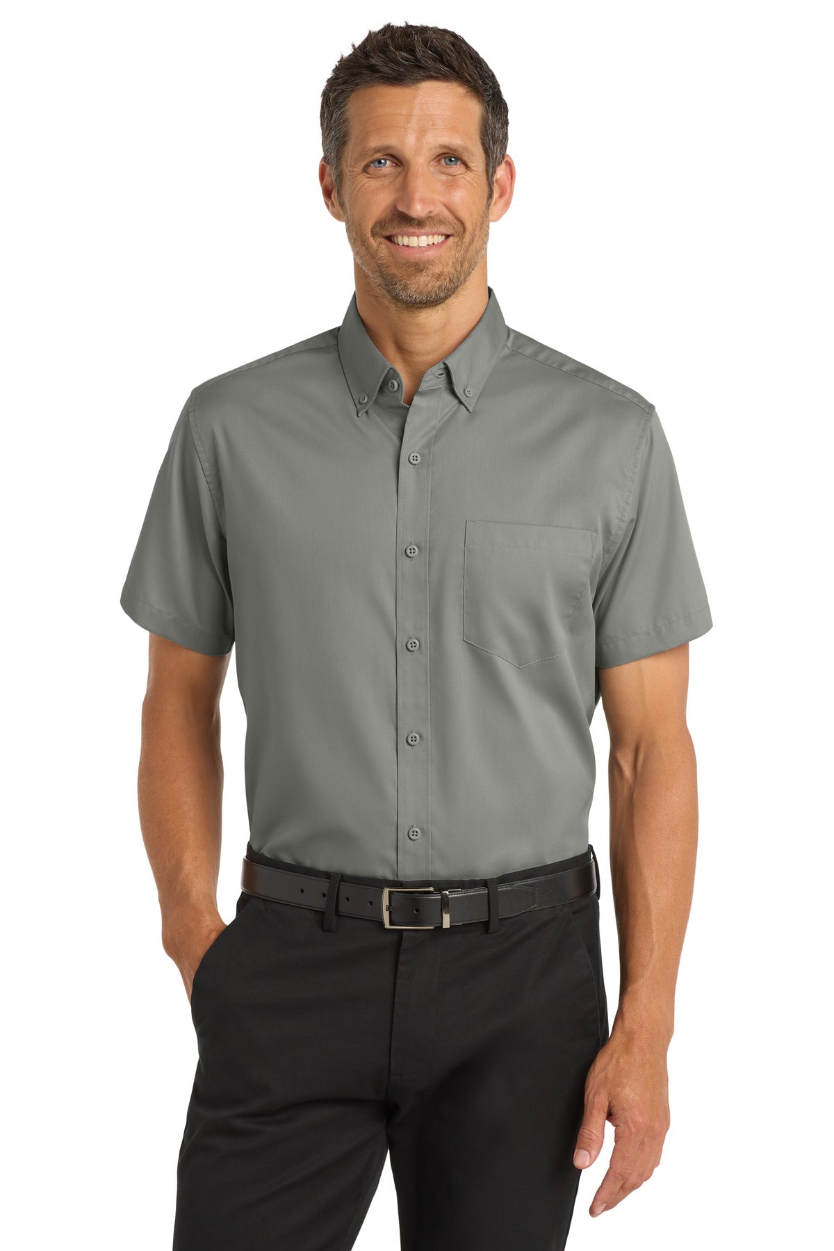 Port Authority Short Sleeve SuperPro Twill Shirt S664 Monument Grey