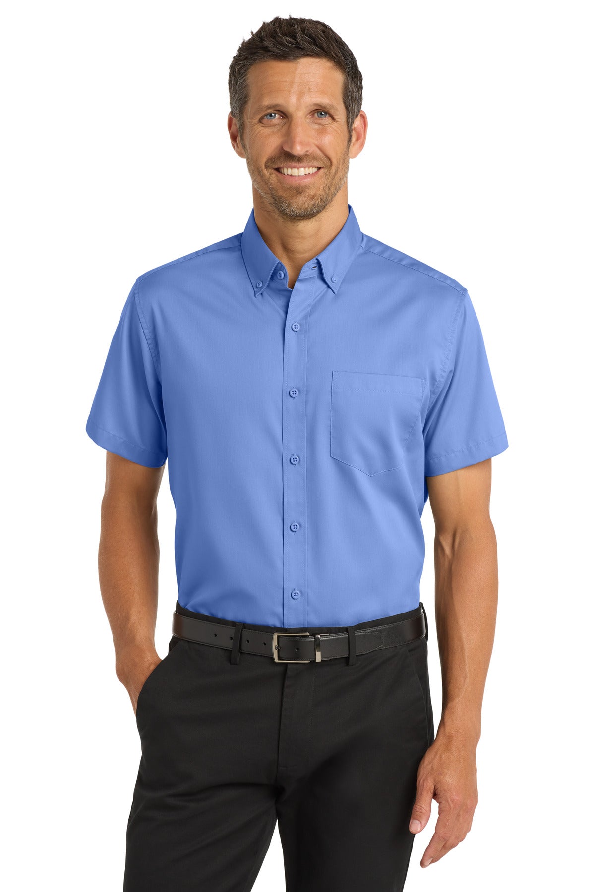 Port Authority Short Sleeve SuperPro Twill Shirt S664 Ultramarine Blue