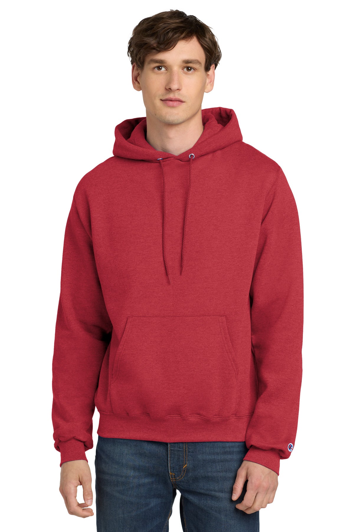 Champion Powerblend Pullover Hoodie. S700 Scarlet Heather