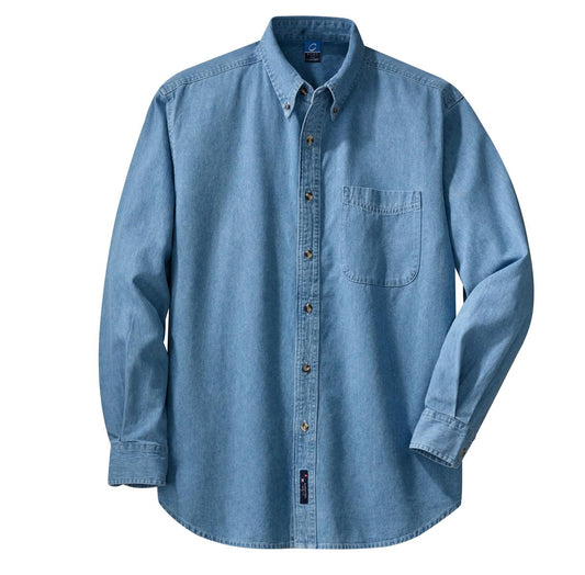 Port & Company Long Sleeve Value Denim Shirt. SP10 Faded Blue