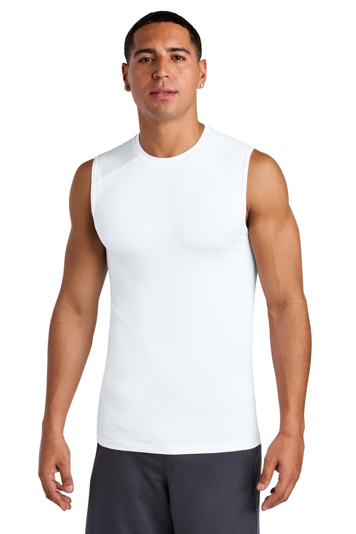 Sport-Tek PosiCharge Compression Sleeveless Tee ST121SL White