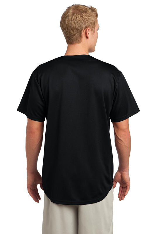 Sport-Tek PosiCharge Tough Mesh Full-Button Jersey. ST220 Black