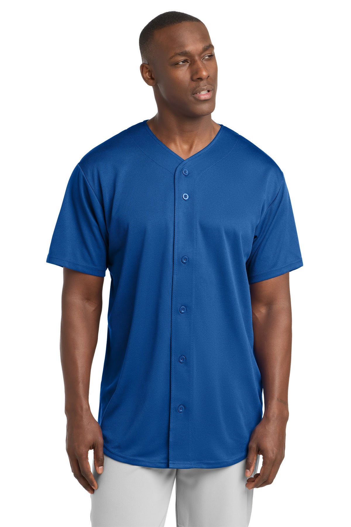 Sport-Tek PosiCharge Tough Mesh Full-Button Jersey ST220 True Royal