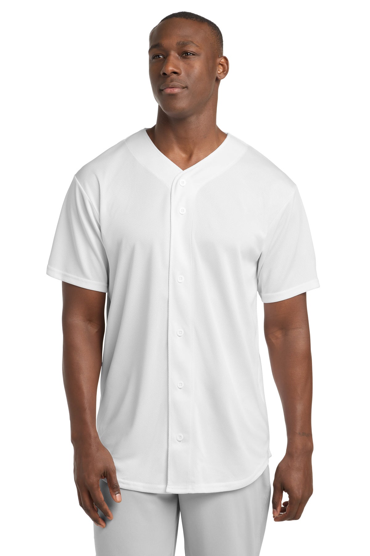Sport-Tek PosiCharge Tough Mesh Full-Button Jersey ST220 White