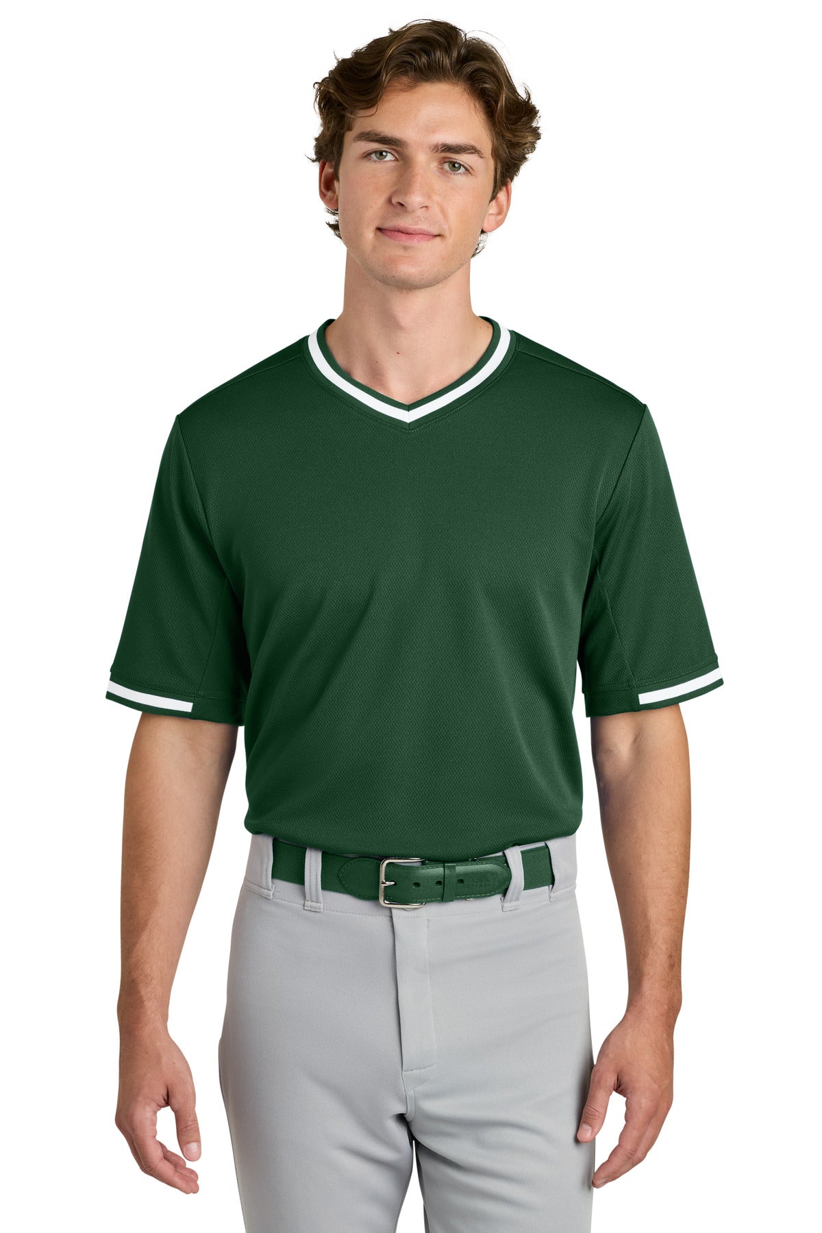 Sport-Tek Tough Mesh V-Neck Baseball Jersey ST221 Forest Green