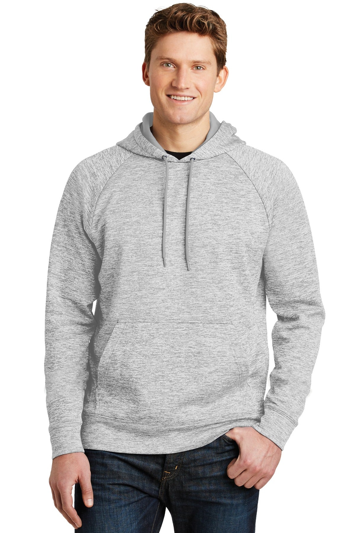 Sport-Tek PosiCharge Electric Heather Fleece Hooded Pullover. ST225 Silver Electric
