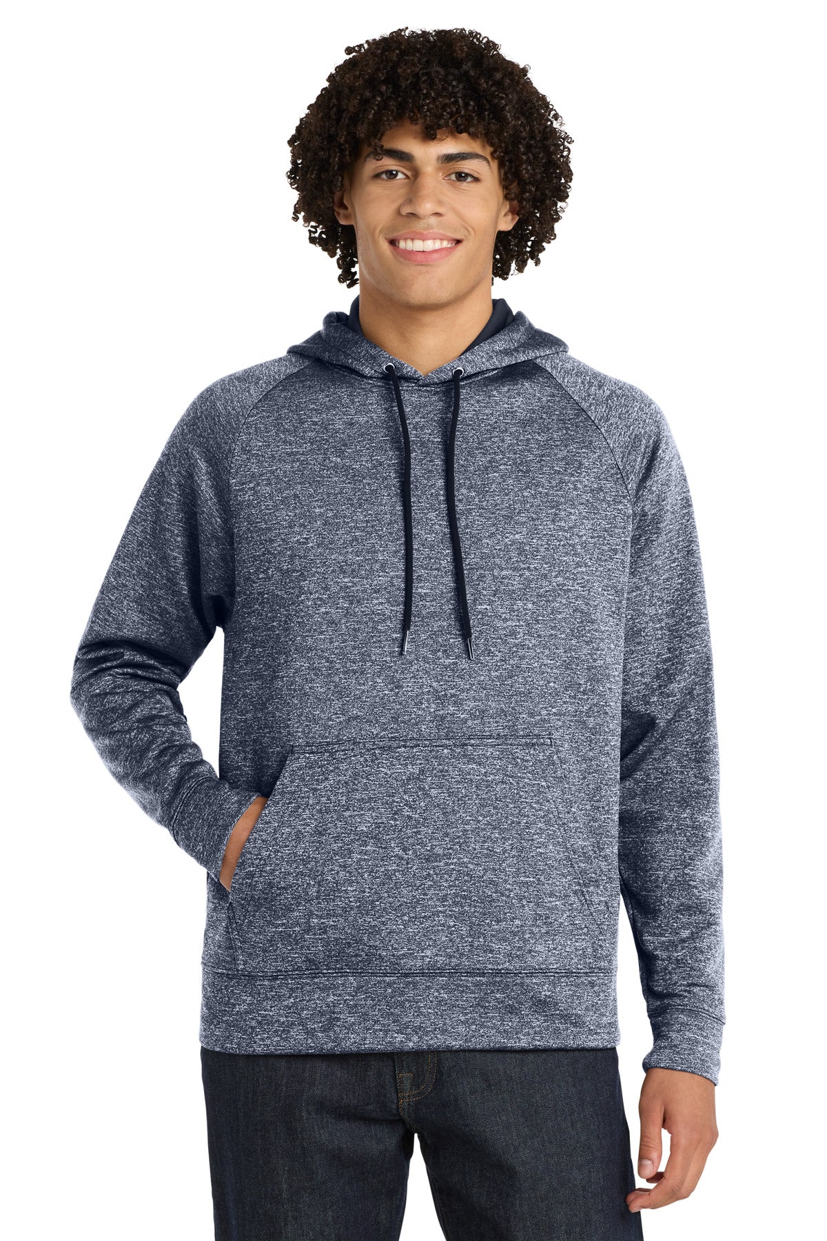 Sport-Tek PosiCharge Electric Heather Fleece Hooded Pullover ST225 True Navy Electric