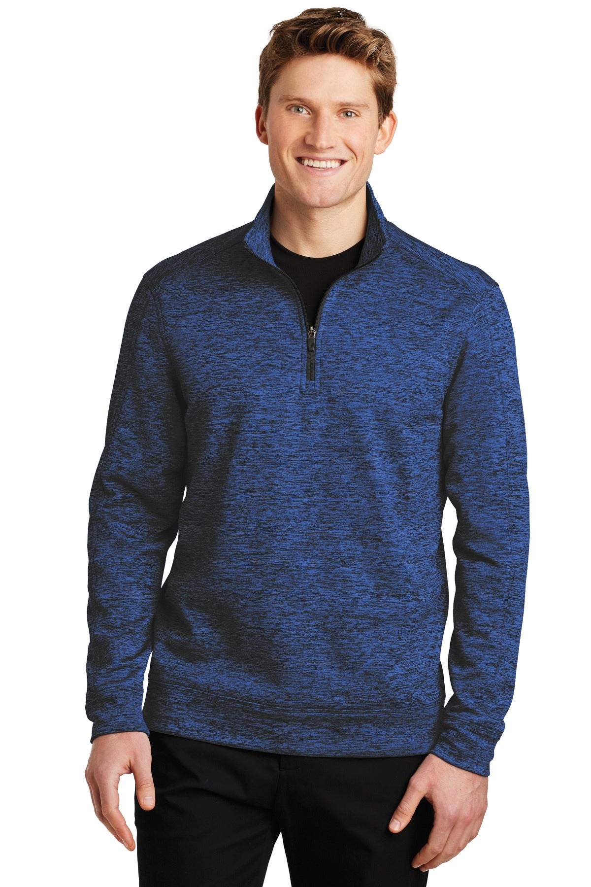 Sport-Tek PosiCharge Electric Heather Fleece 1/4-Zip Pullover. ST226 Dark Royal-Black Electric