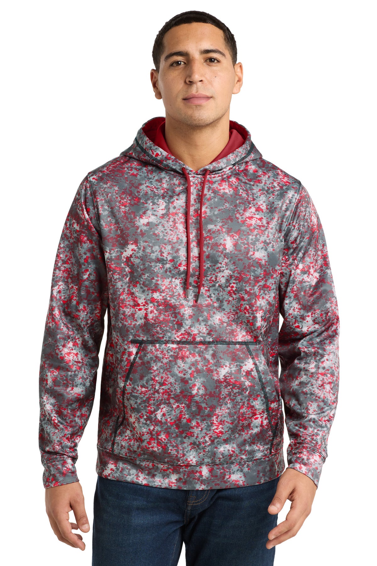 Sport-Tek Sport-Wick Mineral Freeze Fleece Hooded Pullover ST230 Deep Red