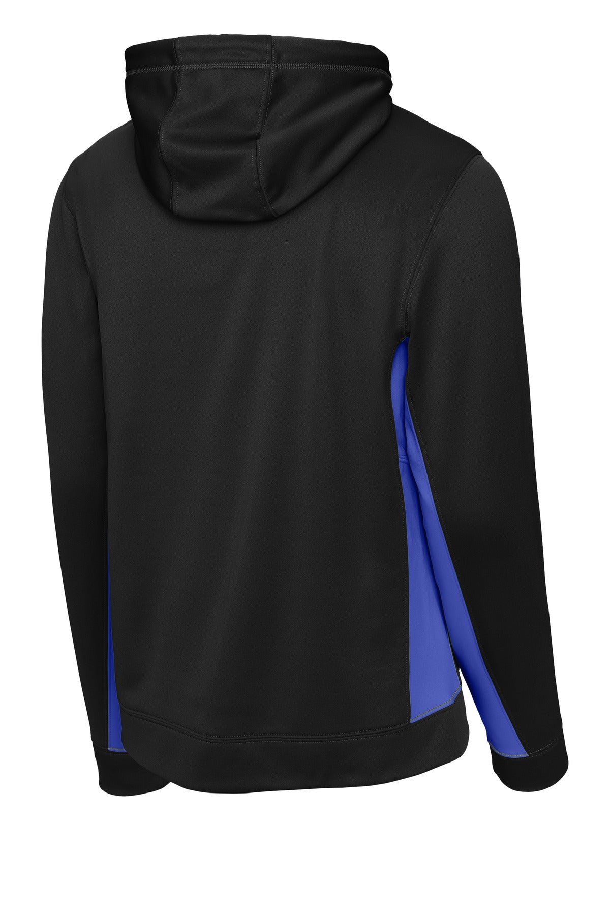 Sport-Tek Sport-Wick Fleece Colorblock Hooded Pullover. ST235 Black/ True Royal