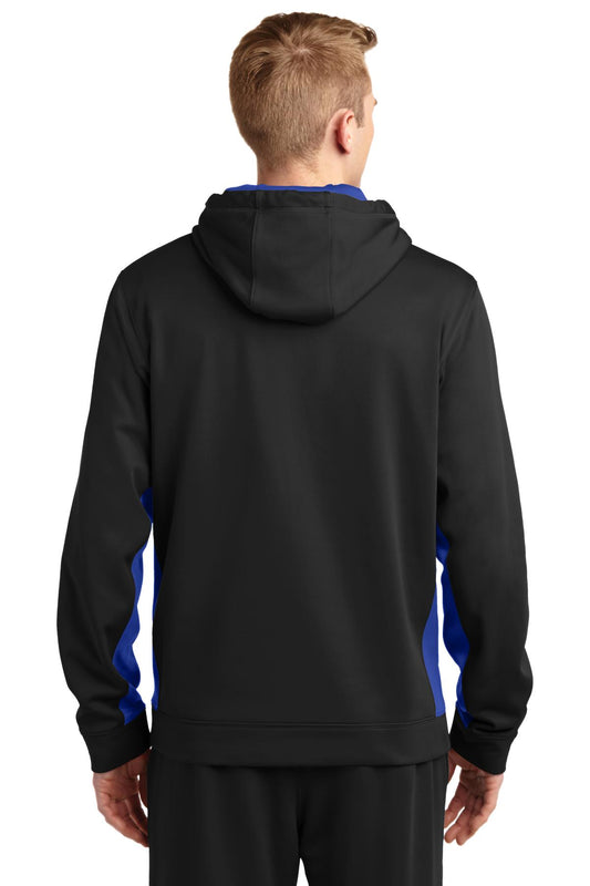 Sport-Tek Sport-Wick Fleece Colorblock Hooded Pullover. ST235 Black/ True Royal