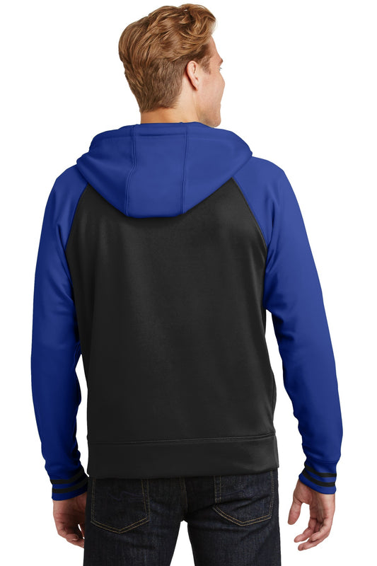 Sport-Tek Sport-Wick Varsity Fleece Full-Zip Hooded Jacket. ST236 Black/ True Royal