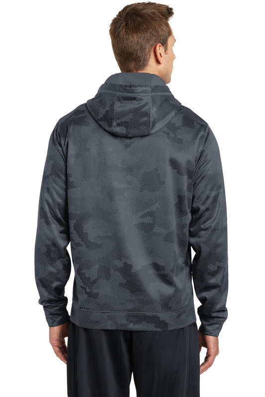 Sport-Tek Sport-Wick CamoHex Fleece Hooded Pullover. ST240 Dark Smoke Grey