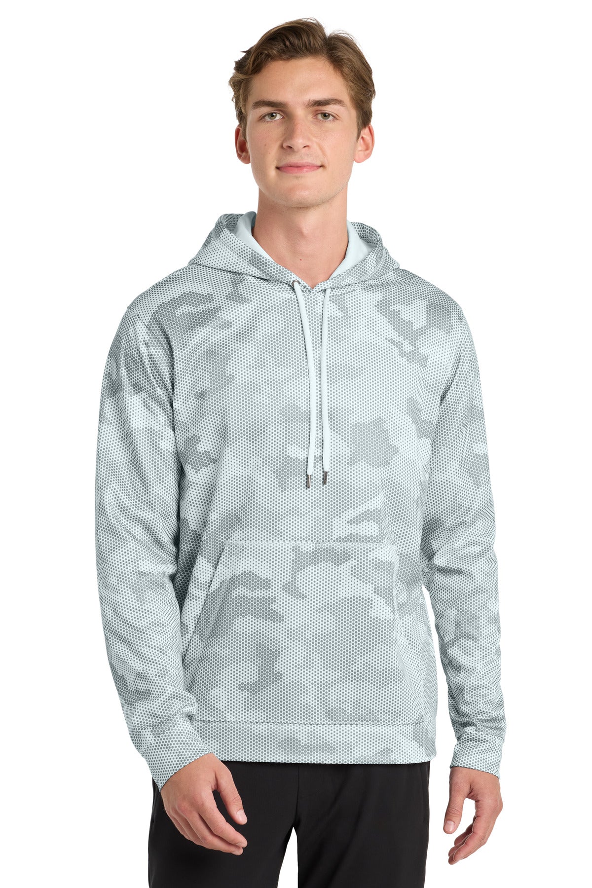 Sport-Tek Sport-Wick CamoHex Fleece Hooded Pullover ST240 White
