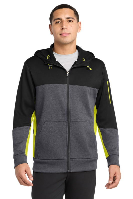 Sport-Tek Tech Fleece Colorblock Full-Zip Hooded Jacket ST245