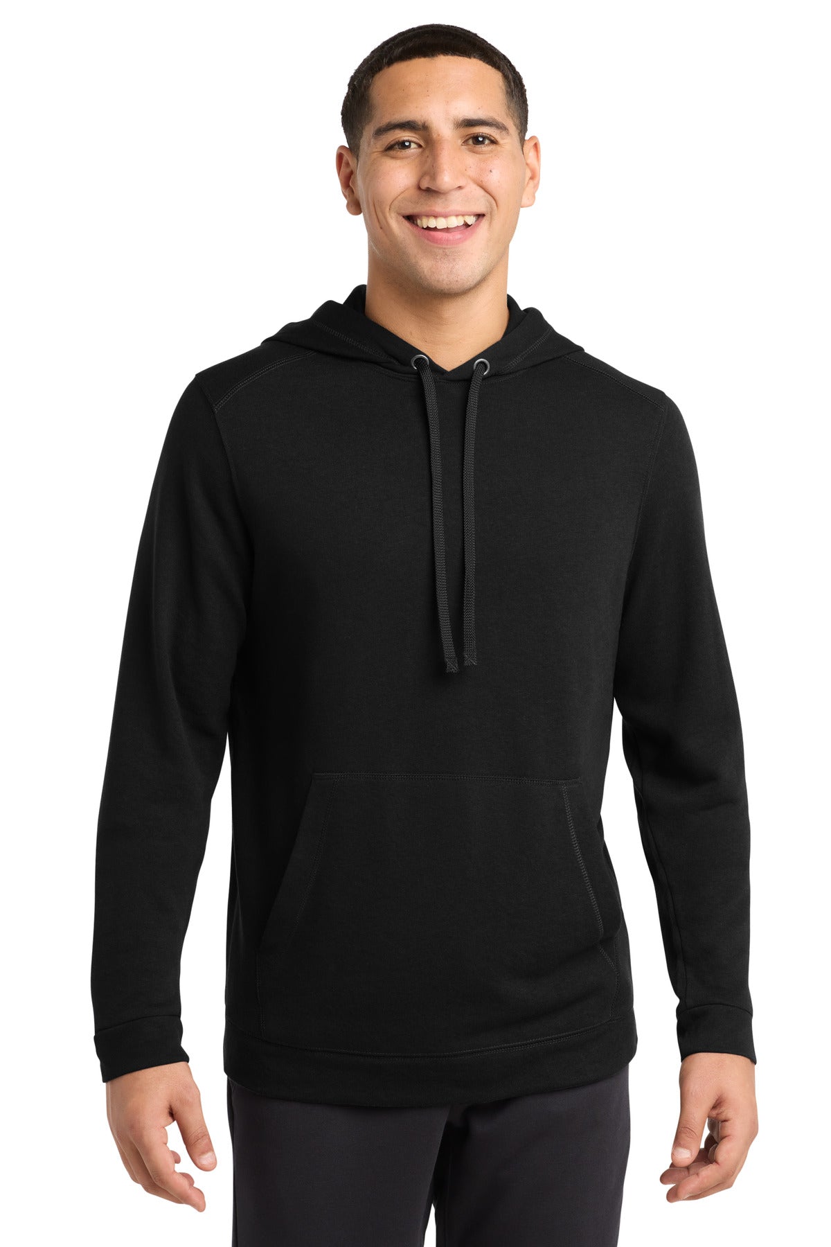 Sport-Tek PosiCharge Tri-Blend Wicking Fleece Hooded Pullover ST296 Black Triad Solid