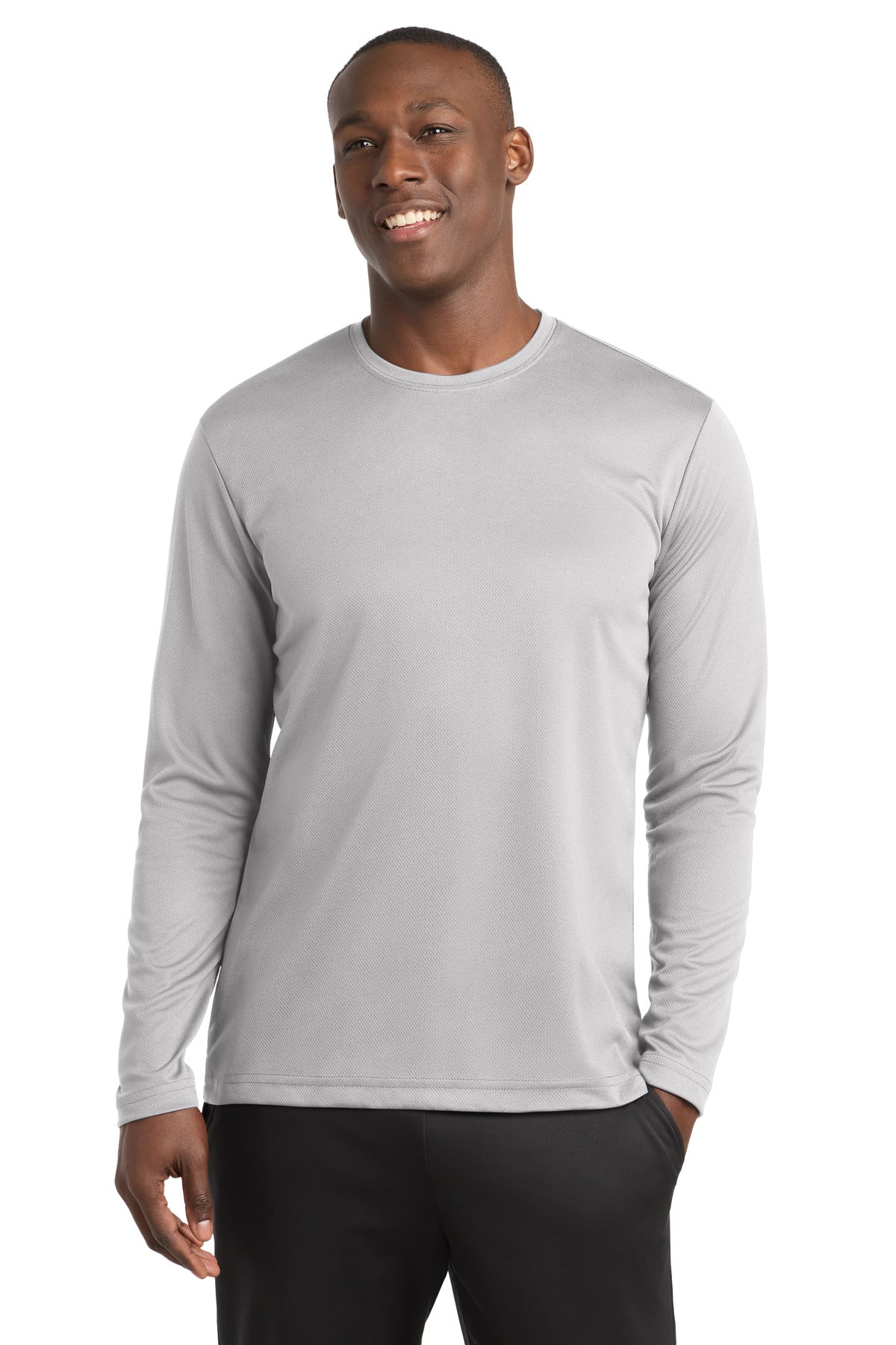 Sport-Tek PosiCharge RacerMesh Long Sleeve Tee ST340LS Silver