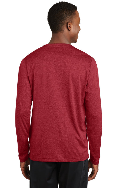 Sport-Tek Long Sleeve Heather Contender Tee. ST360LS Scarlet Heather