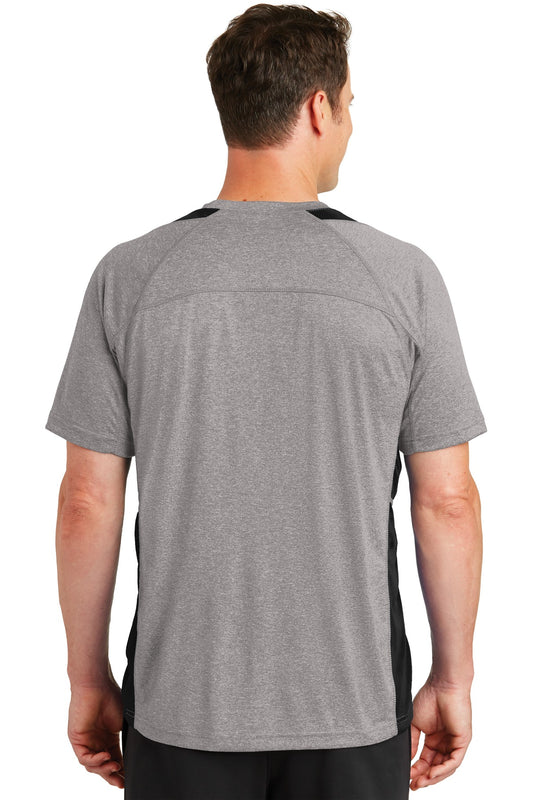 Sport-Tek Heather Colorblock Contender Tee. ST361 Vintage Heather/ Black