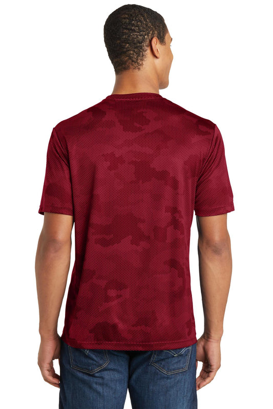Sport-Tek CamoHex Tee. ST370 Deep Red