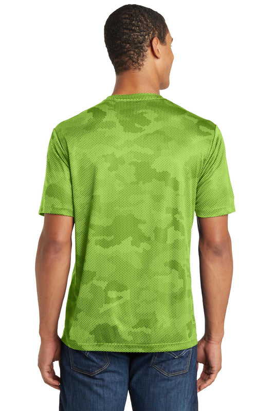 Sport-Tek CamoHex Tee. ST370 Lime Shock