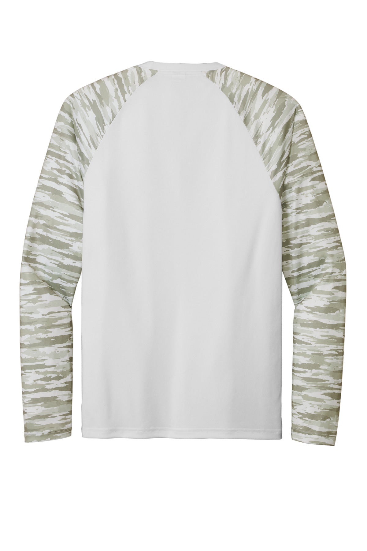 Sport-Tek Drift Camo Colorblock Long Sleeve Tee ST376LS White
