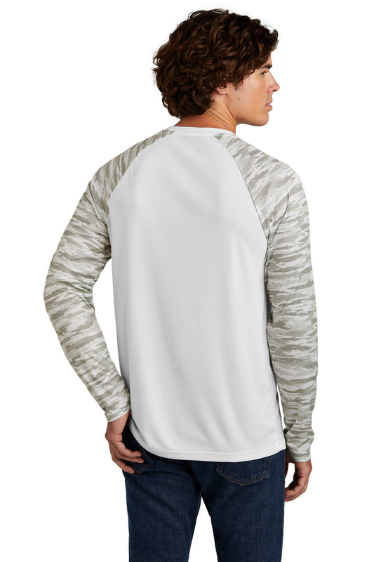 Sport-Tek Drift Camo Colorblock Long Sleeve Tee ST376LS White