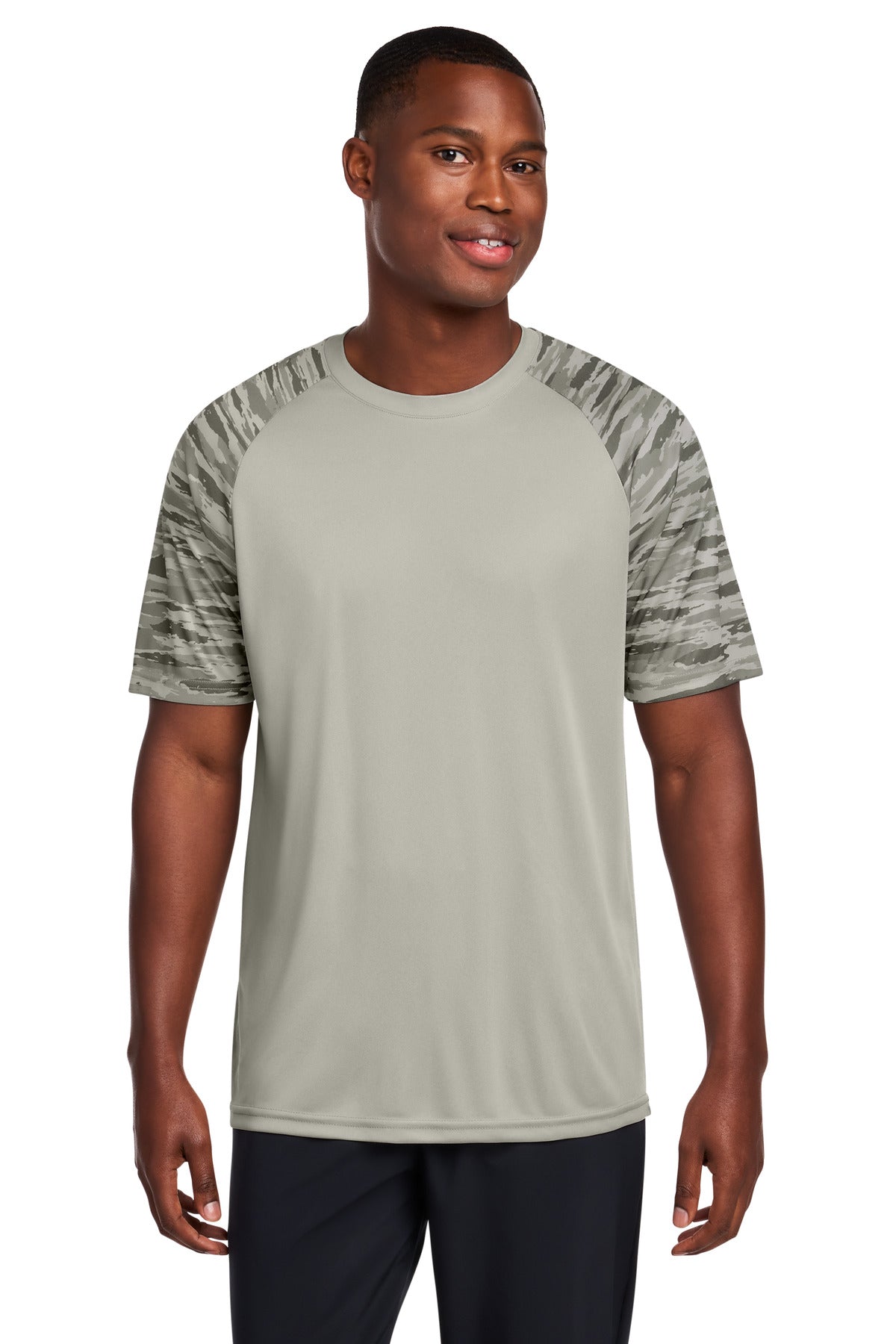 Sport-Tek Drift Camo Colorblock Tee ST376 Silver