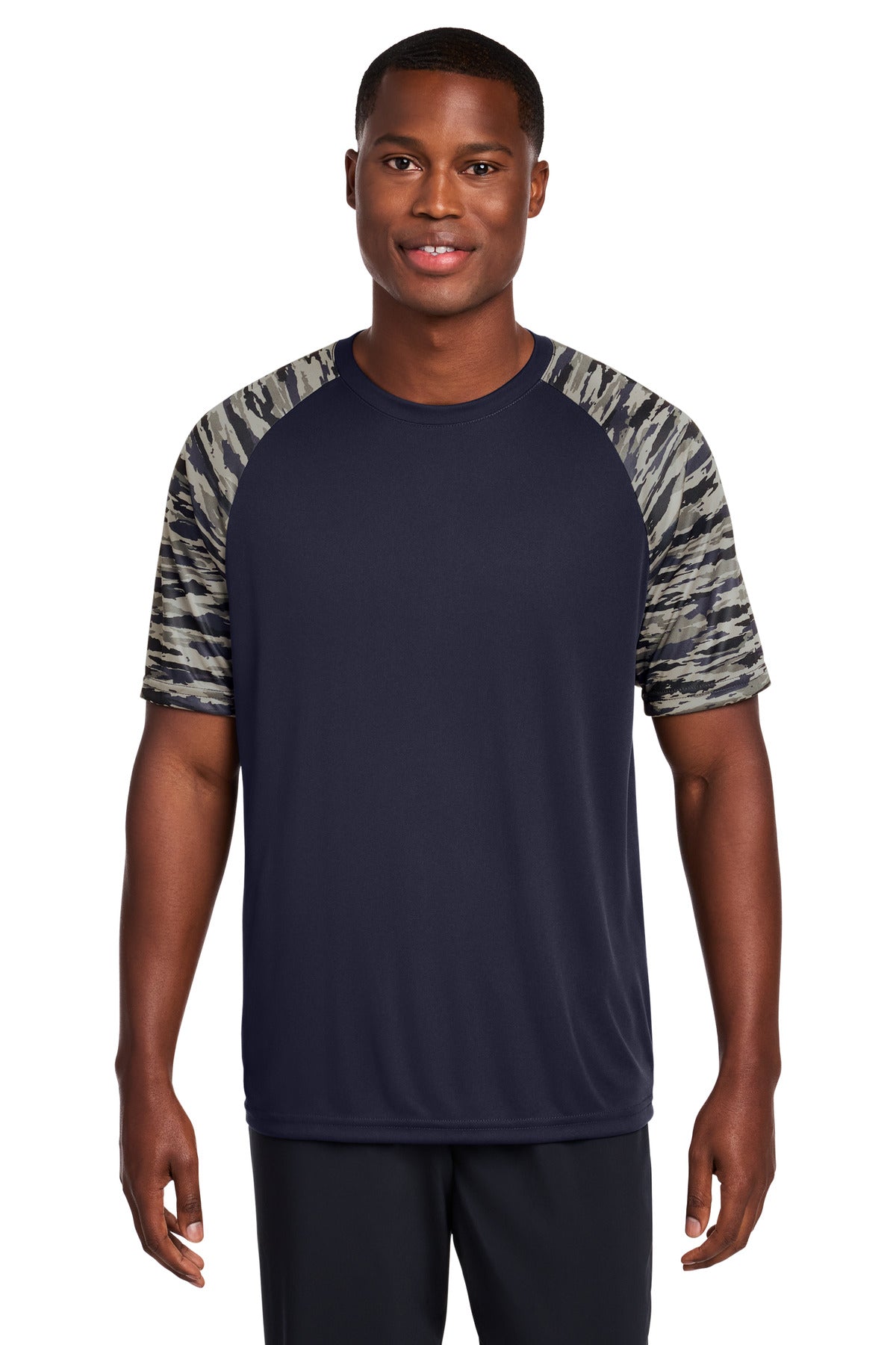 Sport-Tek Drift Camo Colorblock Tee ST376 True Navy