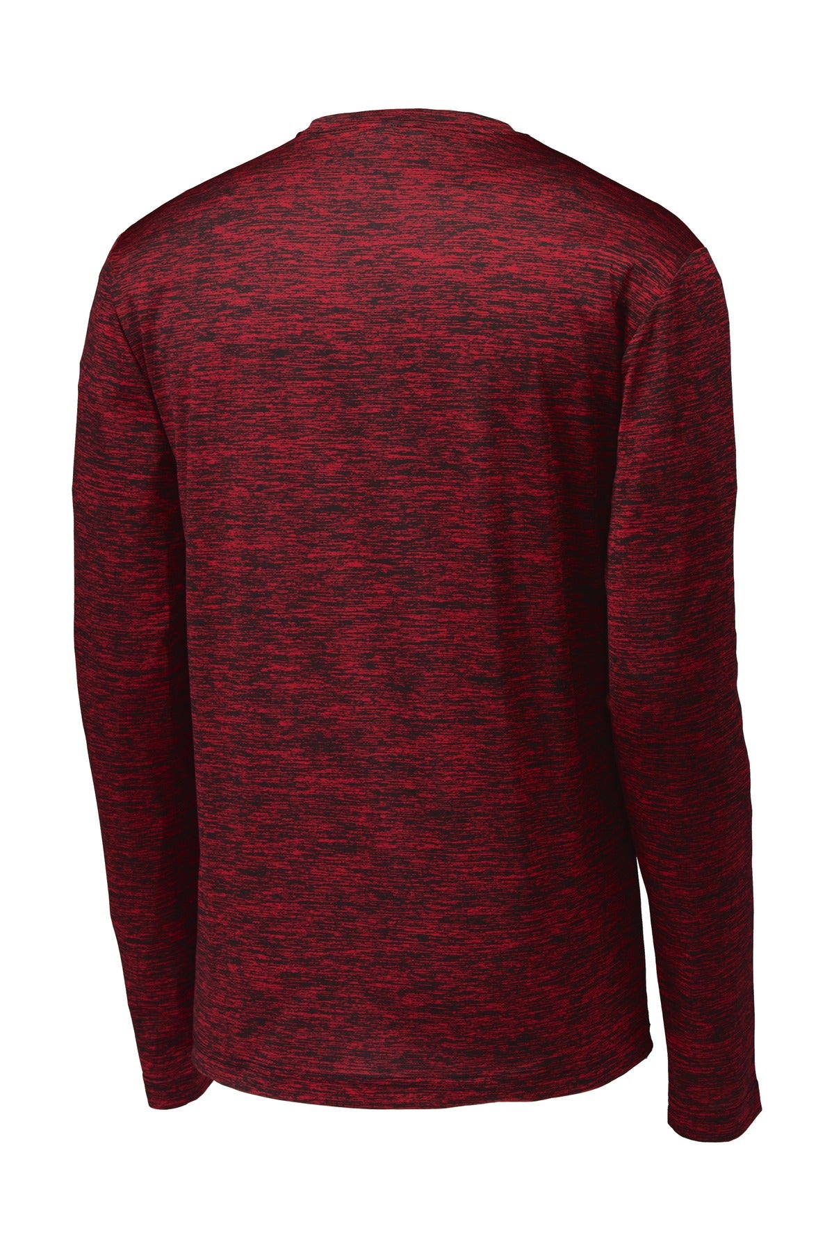 Sport-Tek PosiCharge Long Sleeve Electric Heather Tee. ST390LS Deep Red-Black Electric