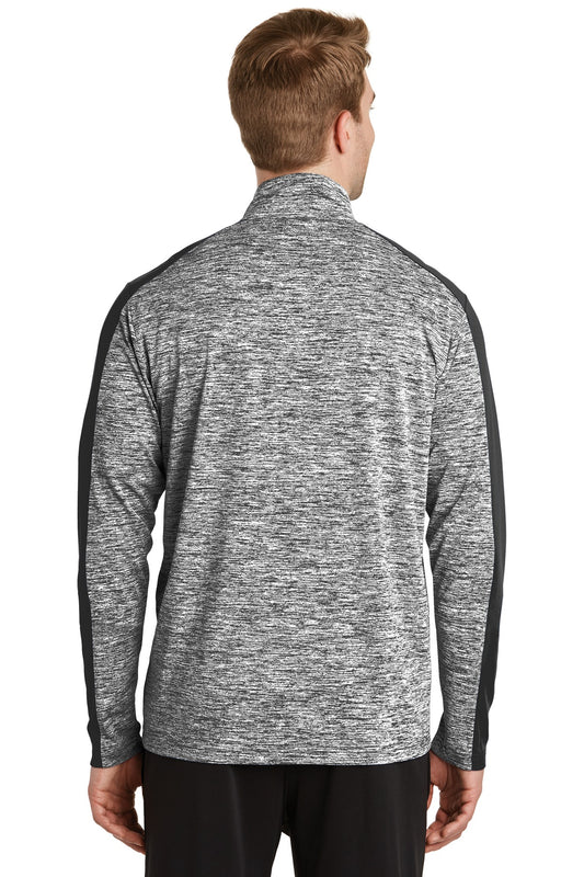 Sport-Tek PosiCharge Electric Heather Colorblock 1/4-Zip Pullover. ST397 Black Electric/ Black