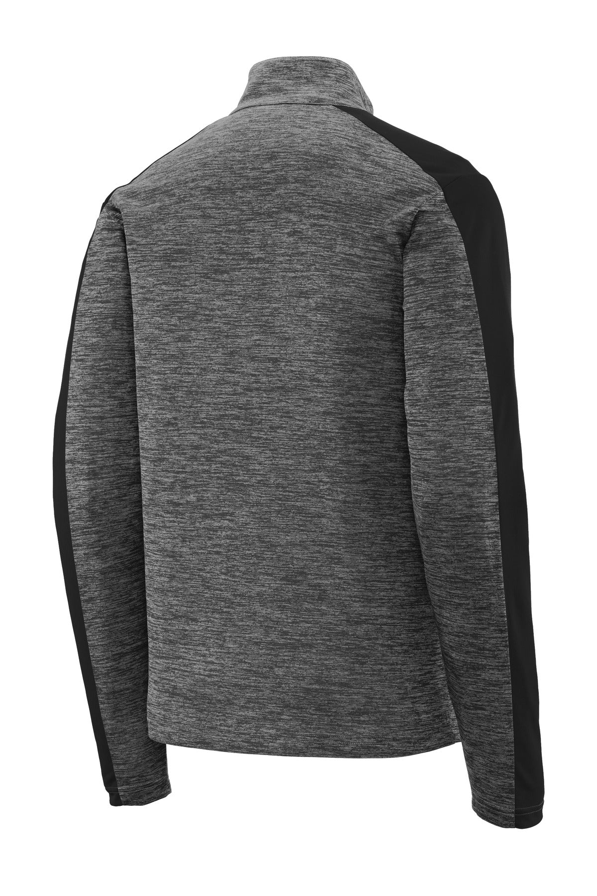 Sport-Tek PosiCharge Electric Heather Colorblock 1/4-Zip Pullover. ST397 Grey-Black Electric/ Black